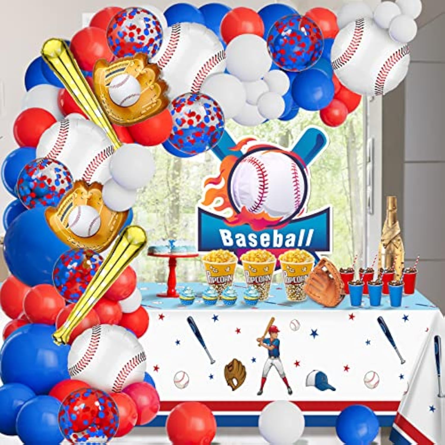 Baseball Balloon Garland Kit: Red, White & Blue Party Decorations