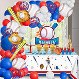 Baseball Balloon Garland Arch Kit Baseball Party Decorations With 113Pcs Red White Blue Confetti Latex Balloons Baseball Foil Balloons For Baseball Theme Birthday Party Supplies Baby Shower