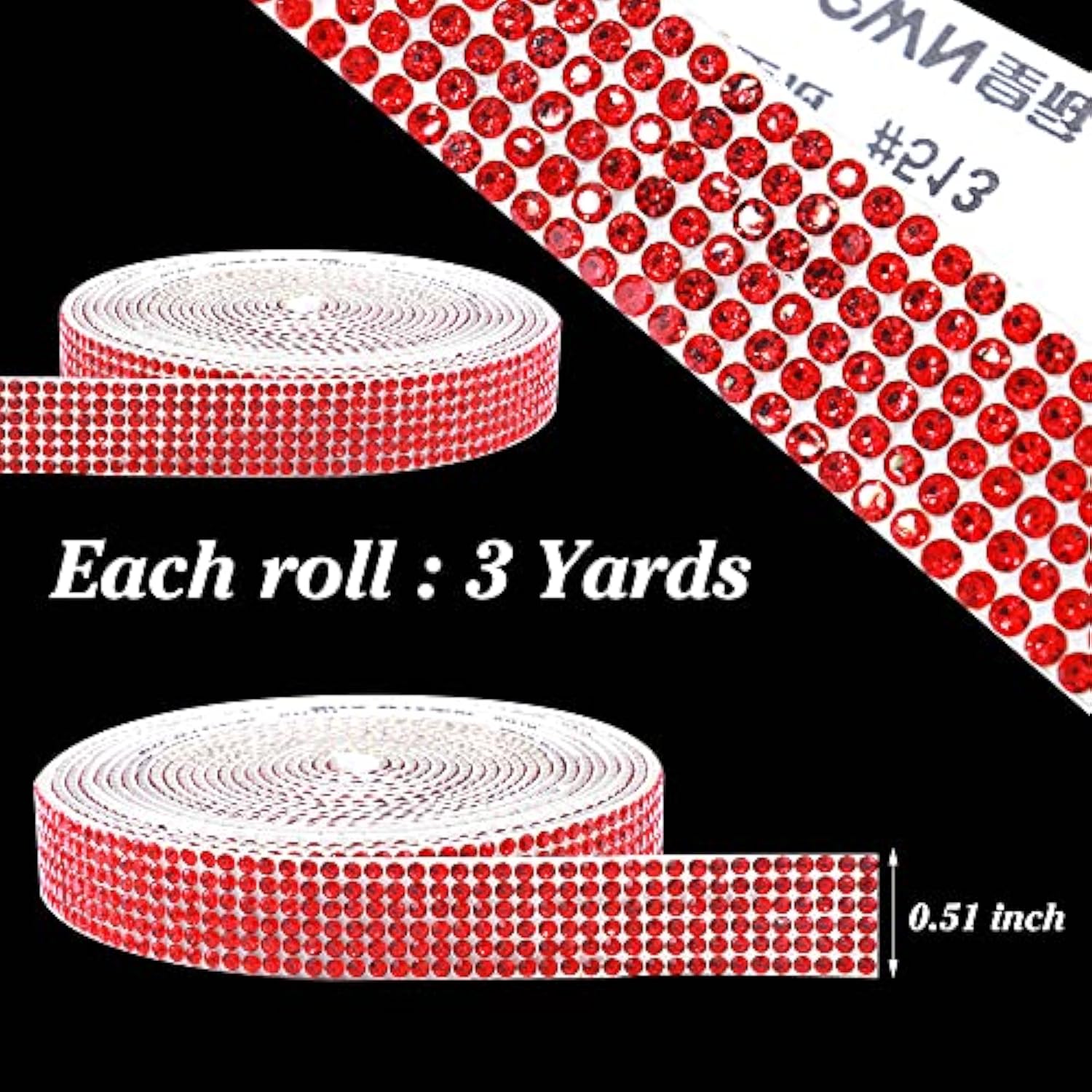 Self Adhesive Red Crystal Rhinestone Strips Diamond Ribbon Bling Gemst
