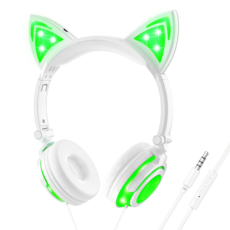 Wired Headphones For Kids With Led Light,85Db Volume Limited Cat Ear Headphone