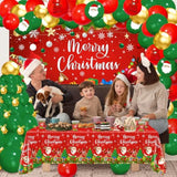 Christmas Party Decorations 345 Pcs Santa Tableware Paper Plates Napkins Serve 24 Merry Christmas Backdrop Tablecloth Balloons Arch Friendsmas Holiday Xmas Party Supplies