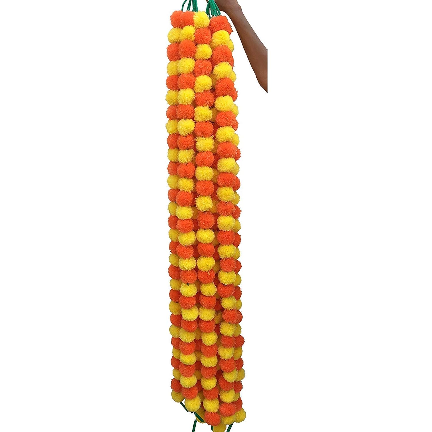5Pc Marigold Garlands 4.5Ft Artificial Marigold Flower Strands Diwali Decoration Pooja Wedding Home & Indian Festival Décor Vibrant Floral Faux For Día De Muertos & Day Of Dead