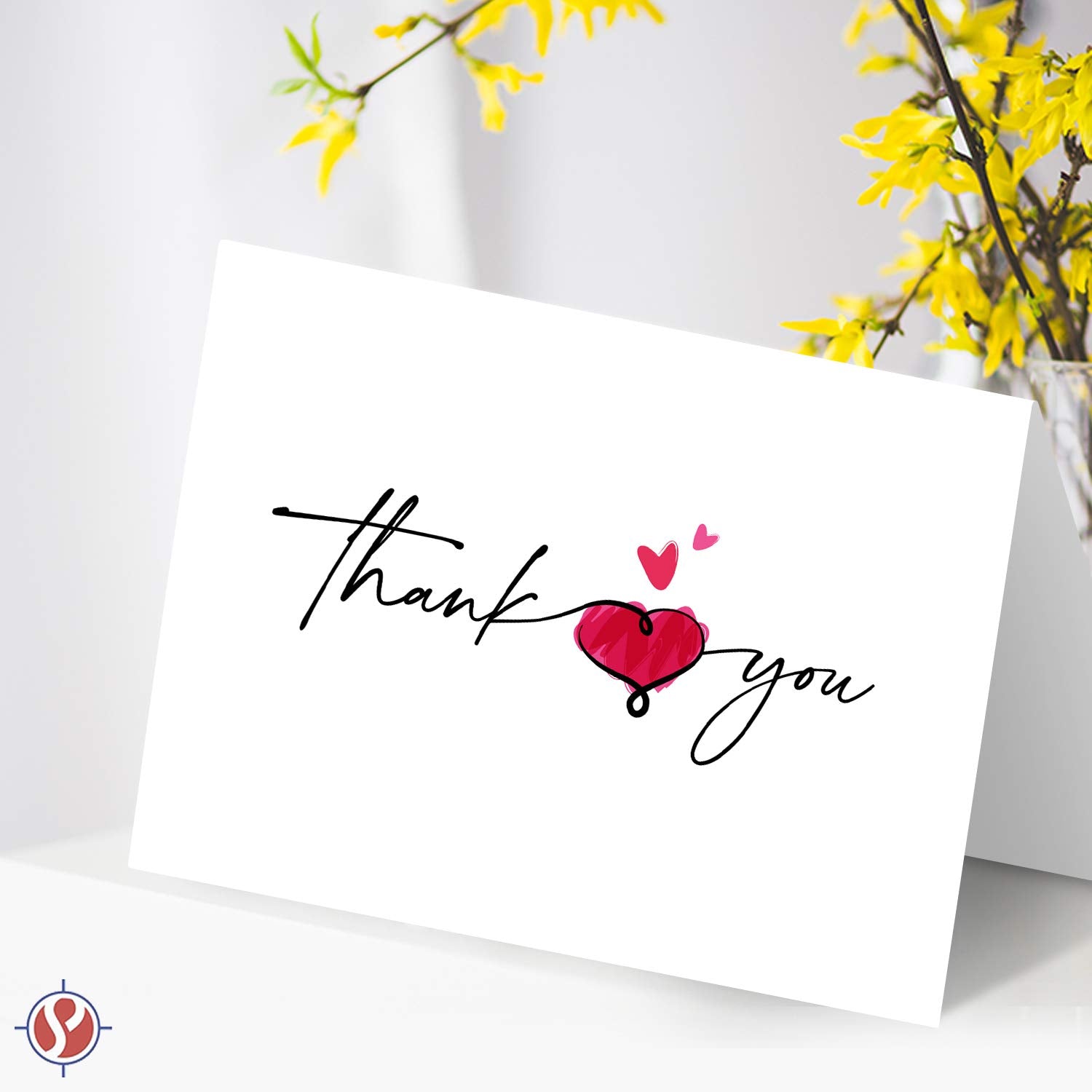 Thank You Greeting Cards And Envelopes – Love Heart Cute Script Artistic Appreciation Cards For Valentine'S Day, Weddings, Anniversaries, Bridal Showers, Birthdays – 4.25" X 5.5" – 10 Per Pack