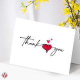 Thank You Greeting Cards And Envelopes – Love Heart Cute Script Artistic Appreciation Cards For Valentine'S Day, Weddings, Anniversaries, Bridal Showers, Birthdays – 4.25" X 5.5" – 10 Per Pack