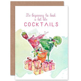 Cocktails - Funny Adult Alcohol Christmas Sealed Greeting Card Plus Envelope Blank Inside