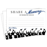 50- Blue Graduation Share A Memory Or Advice Cards For The Graduate - Party Games Ideas Activities Supplies Decorations Grad Celebration College, High School, University Blue & Black Made In The Usa