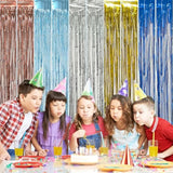 5 Pack Silver Foil Curtain Backdrop Metallic Tinsel Foil Fringe Curtains Photo Booth Props For Birthday Wedding Engagement Bachelorette Christmas Holiday Celebration Party Decorations Supplies