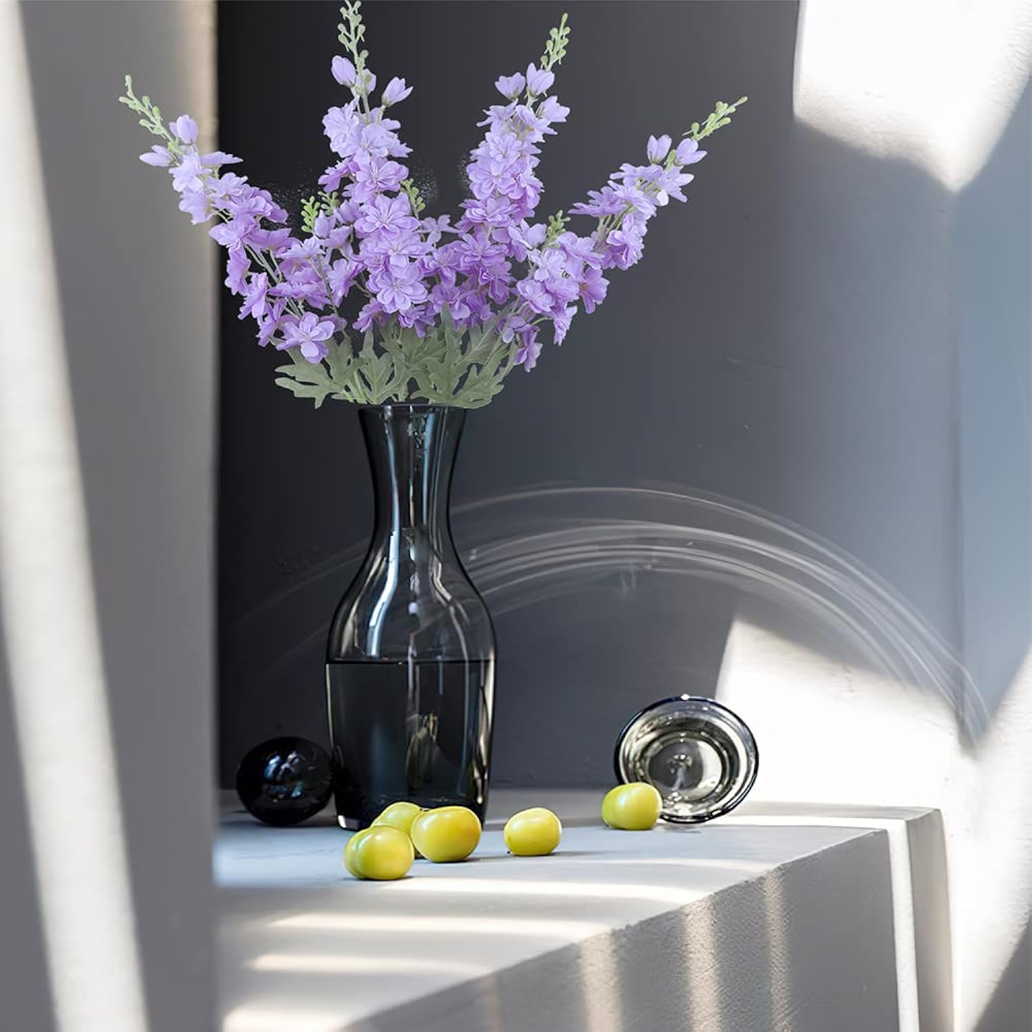 Purple Artificial Delphinium Flowers Silk Larkspur Flowers Faux Snapdragon Long Stem Fake Plant Spray Arrangement For Home Office Garden Wedding Table Vase Decor (Purple)