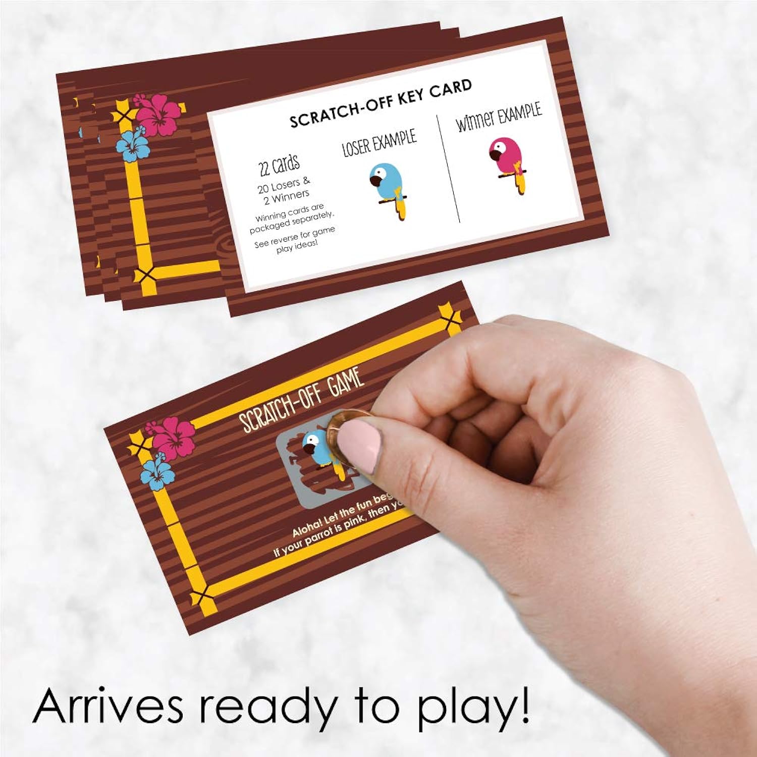 Big Dot of Happiness Tiki Luau - Tropical Hawaiian Summer Party Game Scratch Off Cards - 22 Count