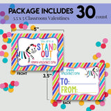 Valentine Zebra Themed Valentine'S Day Exchange Cards For Kids To Give To Friends & Classmates, Thirty (30) 3.5" X 5" Fill-In Cards (Without Envelopes)