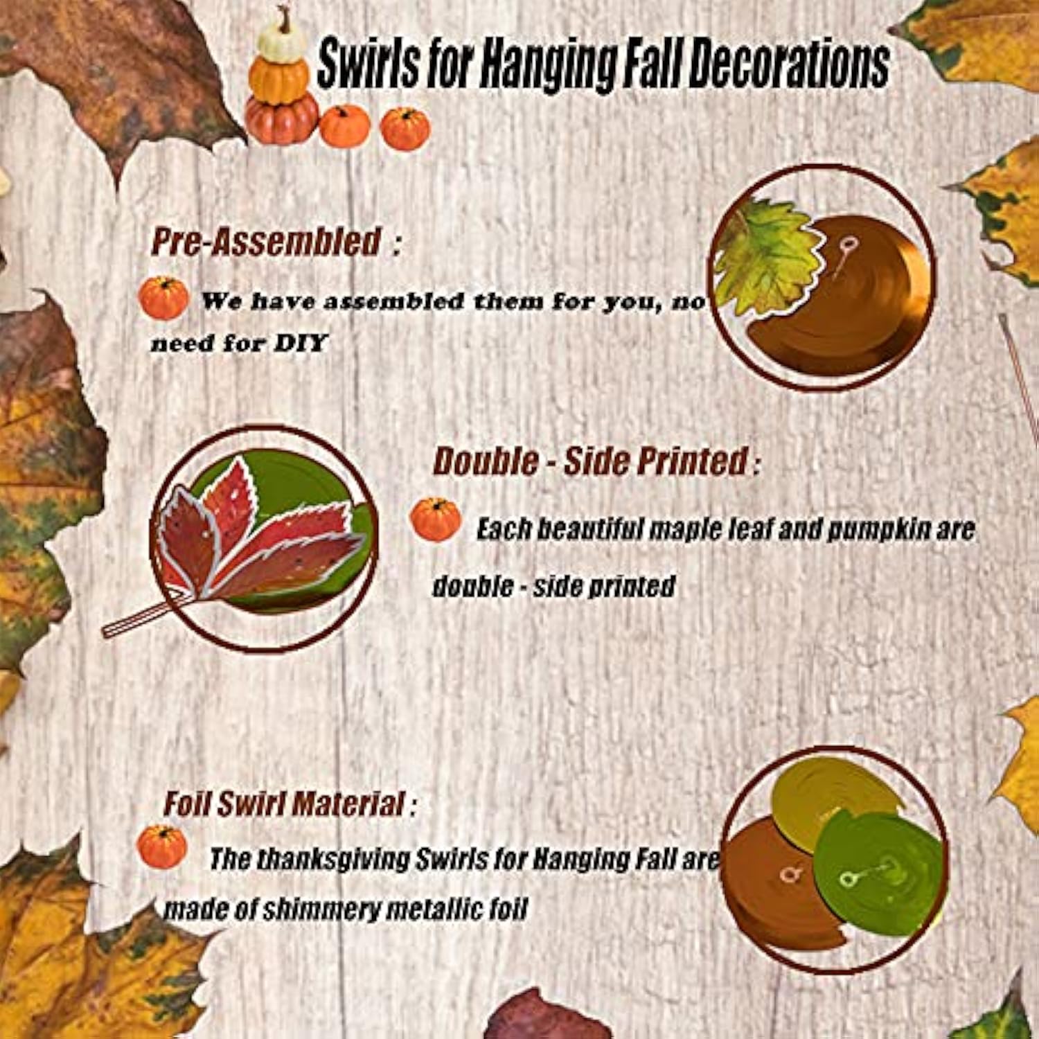 Thanksgiving Swirls For Hanging Fall Decororations - 45 Pcs Pumpkin Maple Leaves Foil Hanging Autumn Decorations For Home Office School Thanksgiving Autumn Harvest Ceiling Streamers Party
