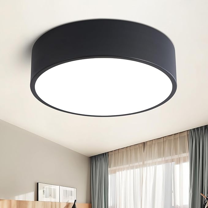 Modern Flush Mount LED Ceiling Light Matte Black 11.8 Inch 5CCT Dimmable Ceiling Fixture