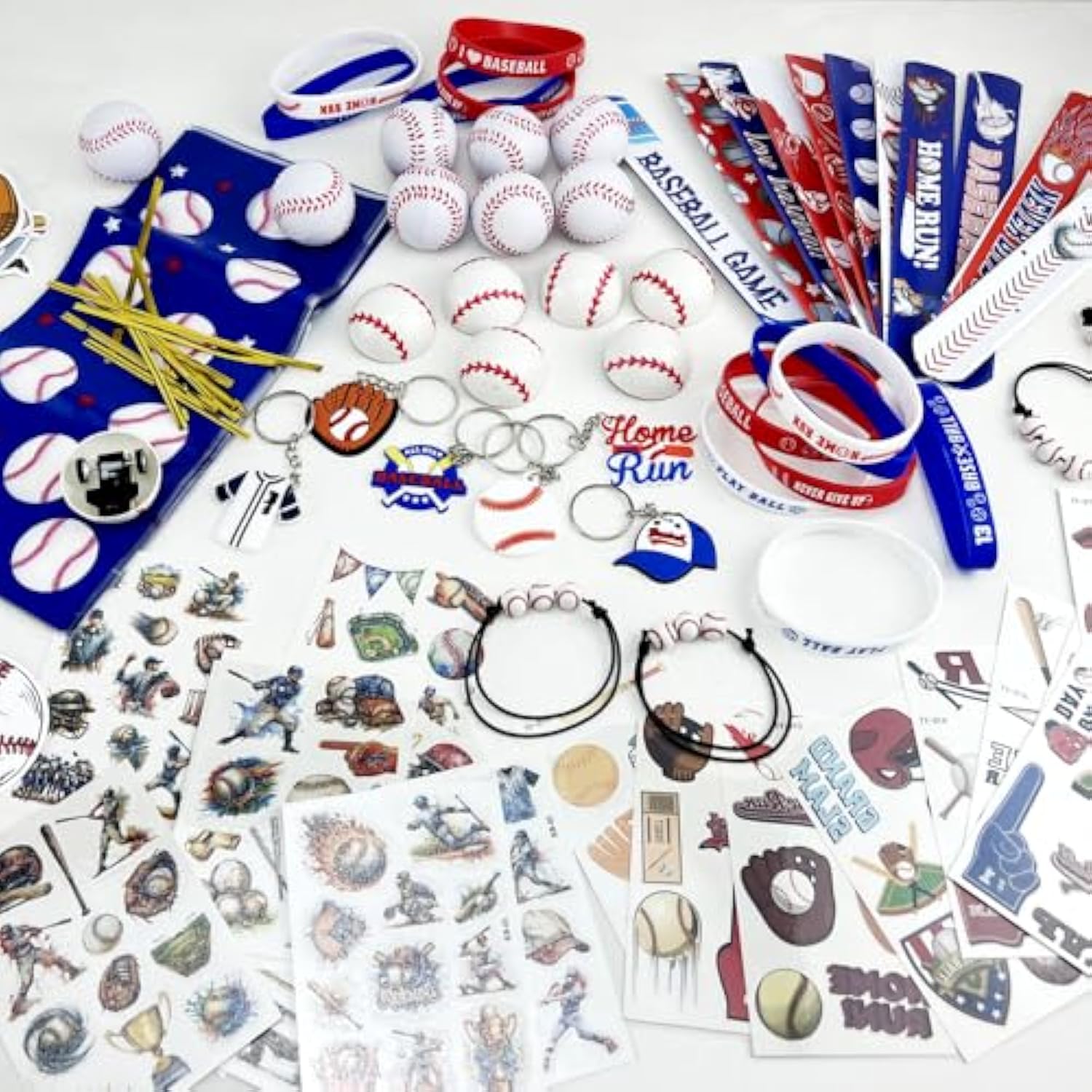 Baseball Party Favors,206Pcs Baseball Goodie Bags With Mini Stress Balls, Keychains, Tattoos, Stickers For Baseball Party Decorations Supplies Sport Themed Birthday Party, Classroom Reward, Kids Event