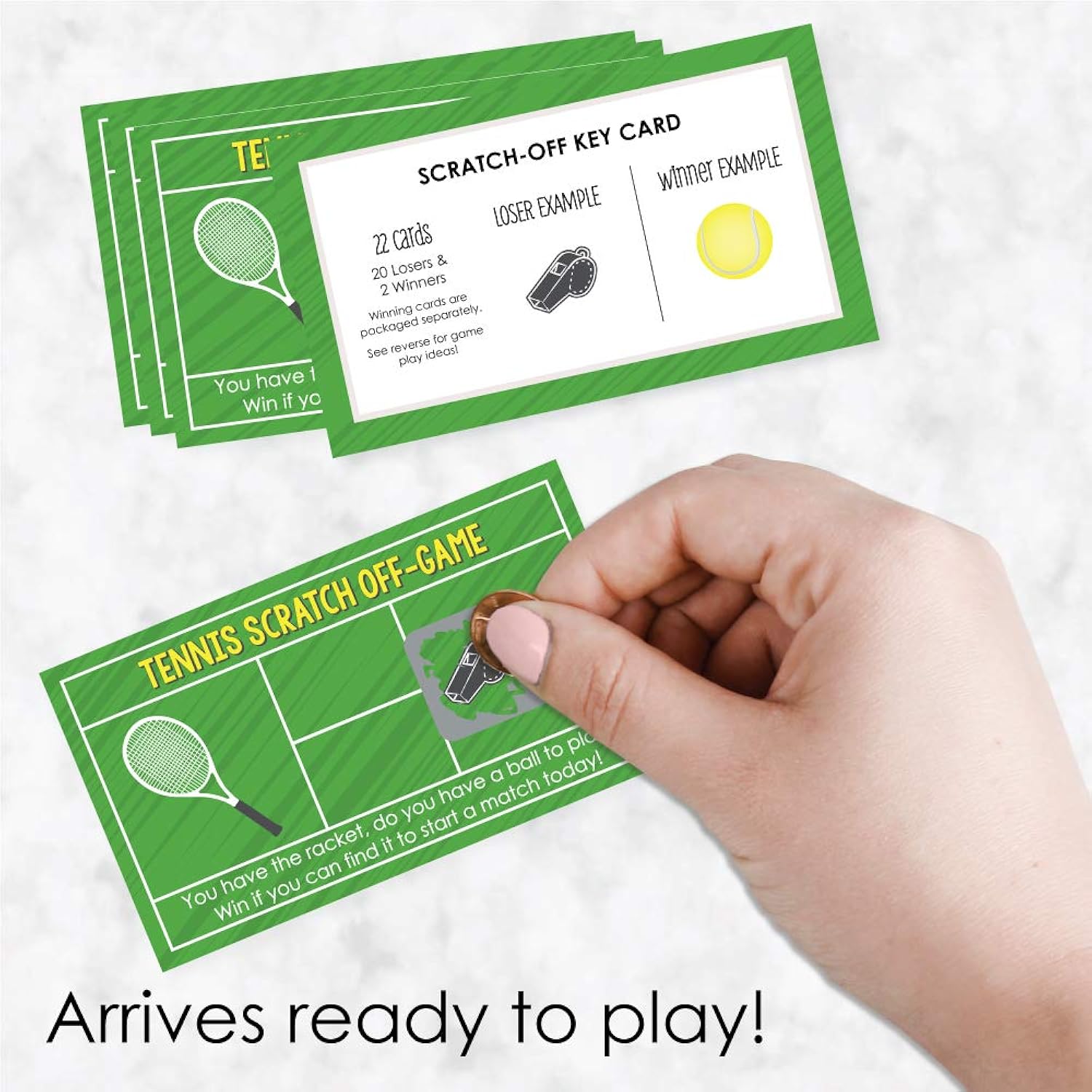 Big Dot of Happiness You Got Served - Tennis - Baby Shower or Tennis Ball Birthday Party Game Scratch Off Cards - 22 Count
