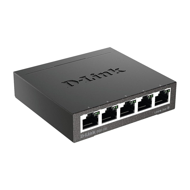 D-Link Ethernet Switch, 5 Port Gigabit Unmanaged Metal Desktop Plug and Play C