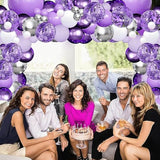 Purple Balloons Garland Arch Kit,144Pcs Lavender Purple Pastel Purple Confetti Balloons With Silver White Ballons For Girl Butterfly Baby Shower Princess Birthday Wedding Party Decoration………