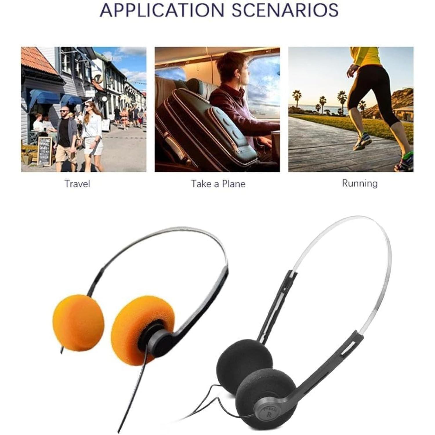 Retro Over-Ear Hi-Fi Headphones Lightweight Vintage Style Orange