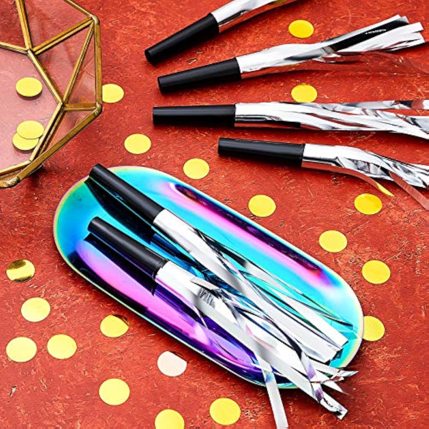 24pcs Silver Glitter New Year Party Blowers Noise Makers 2026 Supplies