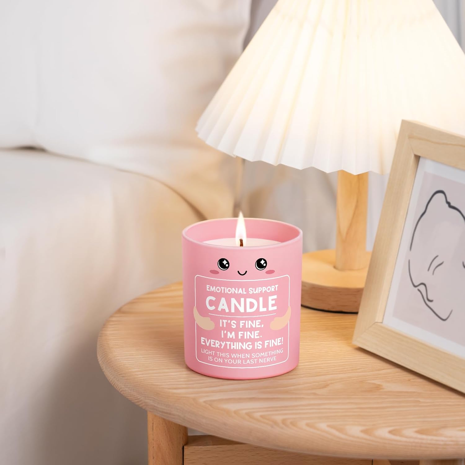 Emotional Support Candle 10Oz, Get Well Cheer Up Self Care Gifts For Women Friends Coworkers, Funny Valentines Day Gifts, I'M Fine Everything Is Fine Encouragement Scented Candles