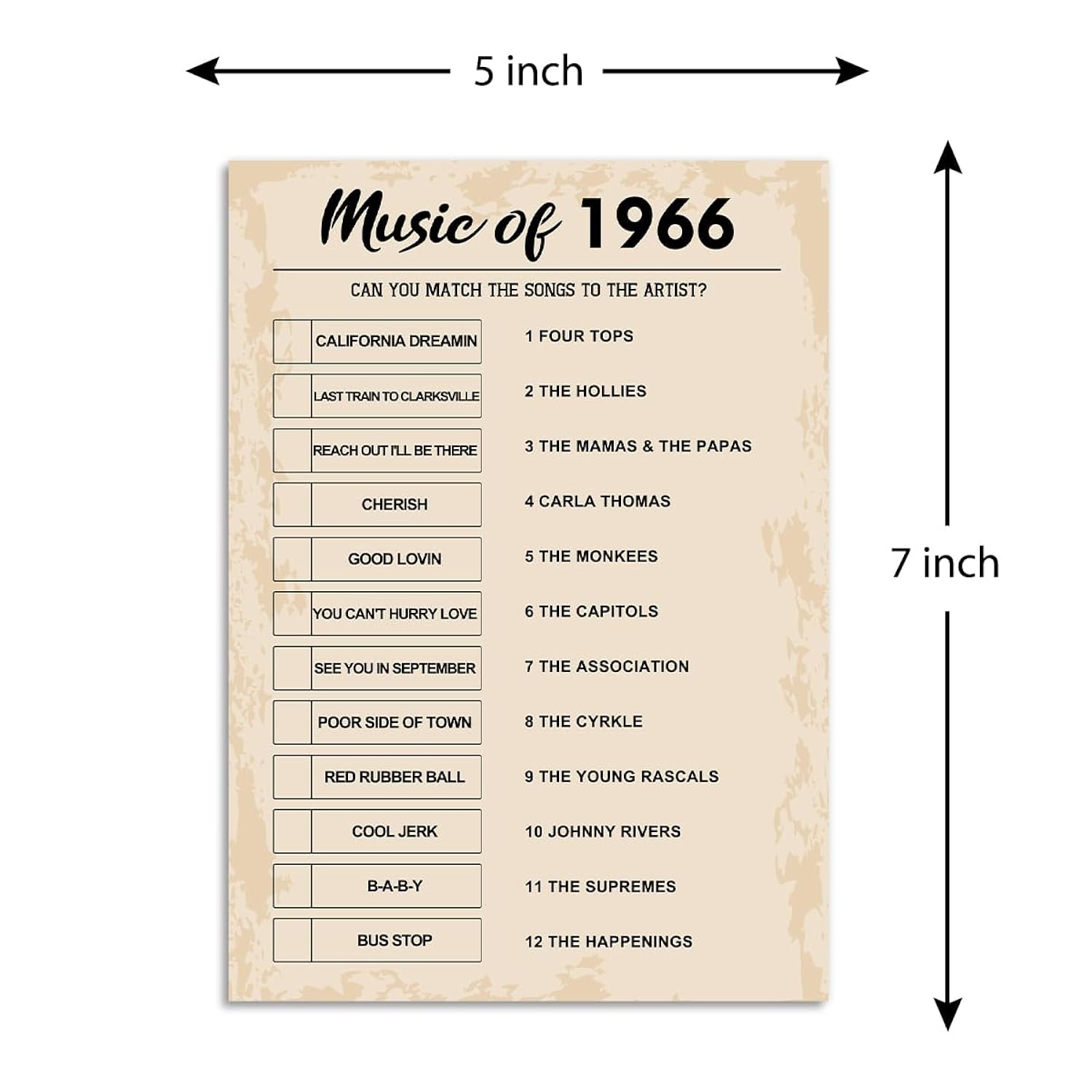 60Th Birthday Party Games, Music Of 1966 Games, Birthday Party Supplies For Adults, Fun 1966S Party Game?Pack Of 30 Cards
