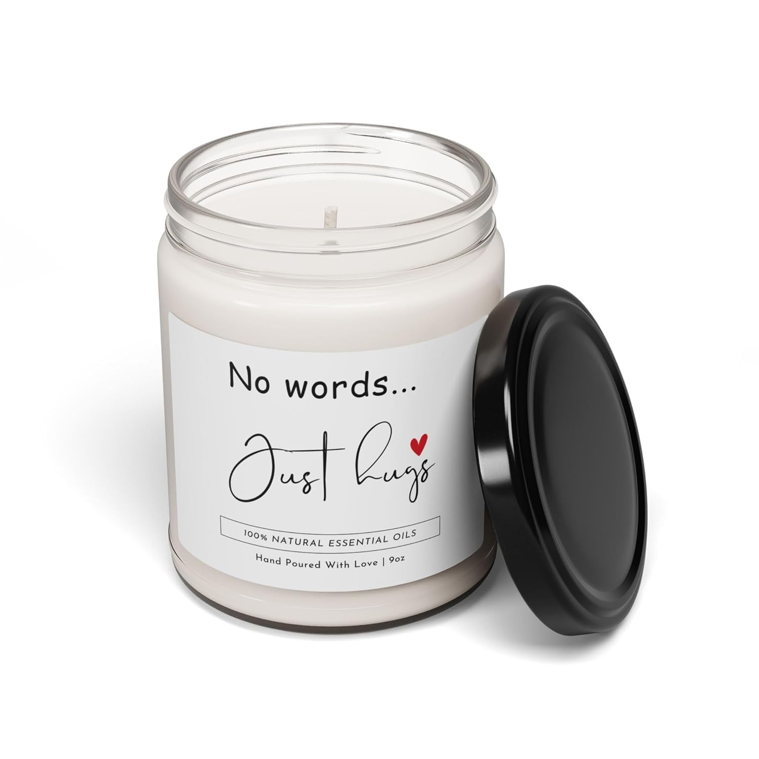 -No Words, Just Hugs Candle - 9Oz 100% Natural Soy Wax With Essential Oils, 50-60 Hours Burn Time - Sympathy, Condolence, Encouragement, Thinking Of You Gift For Friends & Loved Ones