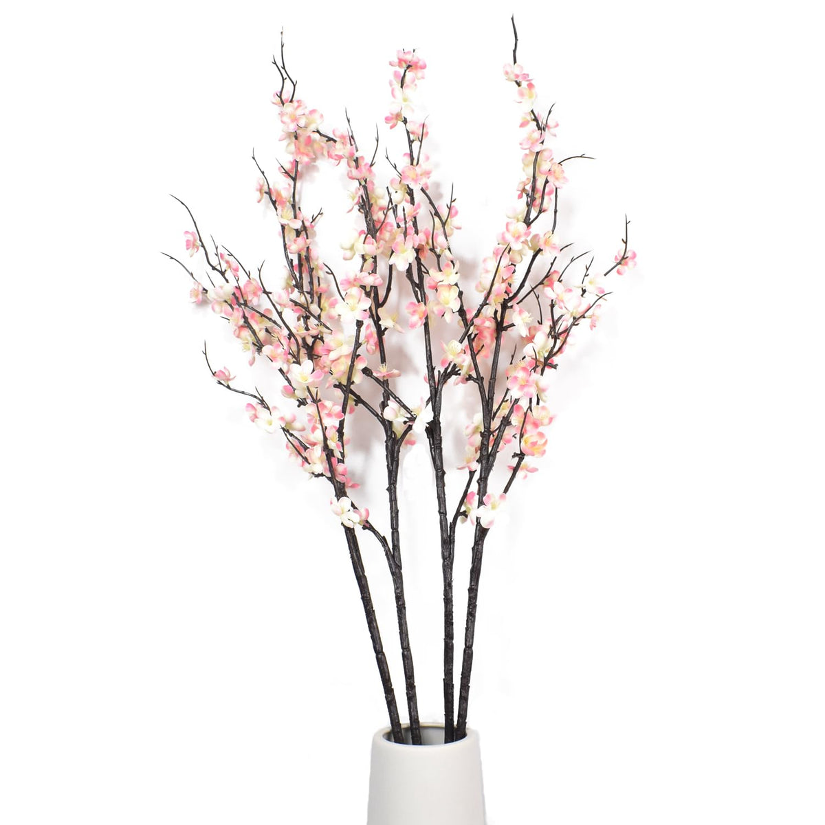 Plum Blossom Branches, Faux Flowers Greenery Stems Branches Stems For Vase, 39" Long Stem Artificial Flowers Leaves Bouquet Decorations For Wedding, Living Room, Home, Hotel 4Pcs