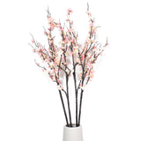 Plum Blossom Branches, Faux Flowers Greenery Stems Branches Stems For Vase, 39" Long Stem Artificial Flowers Leaves Bouquet Decorations For Wedding, Living Room, Home, Hotel 4Pcs
