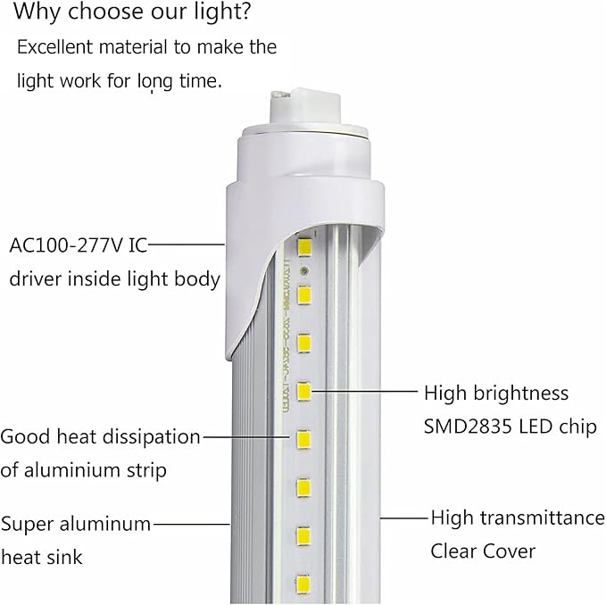 6 Pack 4FT T8 LED Tube Lights 36W 3600LM 5000K R17D Base Ballast Bypass Sign Shop Lights