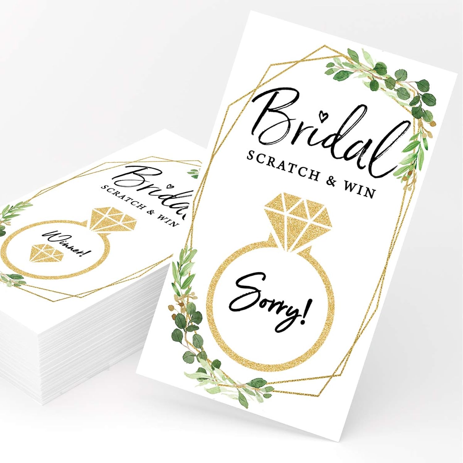 Bridal Shower Games – Scratch Off Raffle Cards, Fun Wedding Shower Game, Botanical Greenery Theme, 30 Cards & Stickers