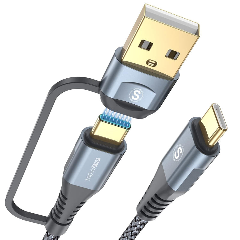 Usb-C To Usb-C Cable 10Ft Pd 100W Macbook Ipad Pro/Air Charger 2 In 1 Usb A/C