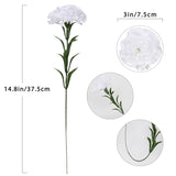 16Pcs White Carnations Artificial Flowers 14.8'' Fake Carnation Silk Flowers With Stem Faux Carnations Flowers For Home Table Centerpiece Wedding Decorations Floral Arrangements (Pure White)