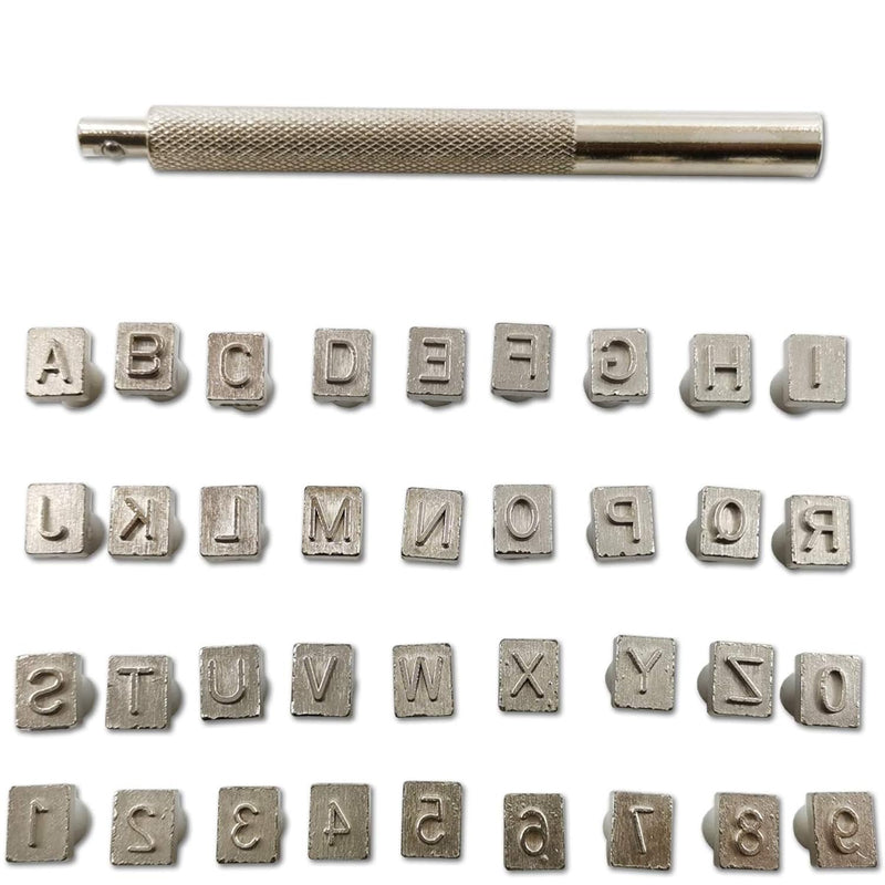 Capital Letters And Numbers Stamp Set, 1/4”/6Mm Alphabet Stamp Tools Set Leath