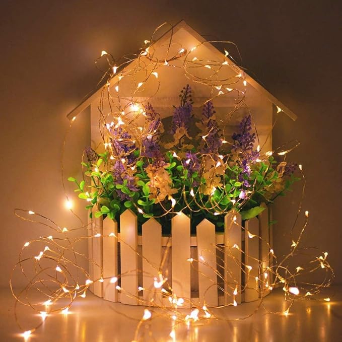 99FT 300 LED Battery Operated Fairy String Lights with Remote Control Warm White Copper Wire Lights Waterproof 8 Lighting Modes for Outdoor Christmas Wedding Party Garden Decor