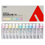 HOLBEIN ACRYLIC GOUACHE, Made in Japan, Acrylic Gouache (Opaque Acrylic Resin Paint), 0.7 fl oz (20 ml), Pastel Color, 12 Color Set