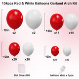 Red And White Balloons Garland Arch Kit, 134Pcs Red Balloon And White Balloons For Mother'S Day, Valentine'S Day, Birthday, Wedding, Christmas Party Decorations