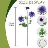 6Pcs Dahlias Artificial Flowers 27.5’’ Deep Purple Dahlia Silk Flowers With Stems For Home Wedding Dining Table Party Garden Decoration(Deep Purple)