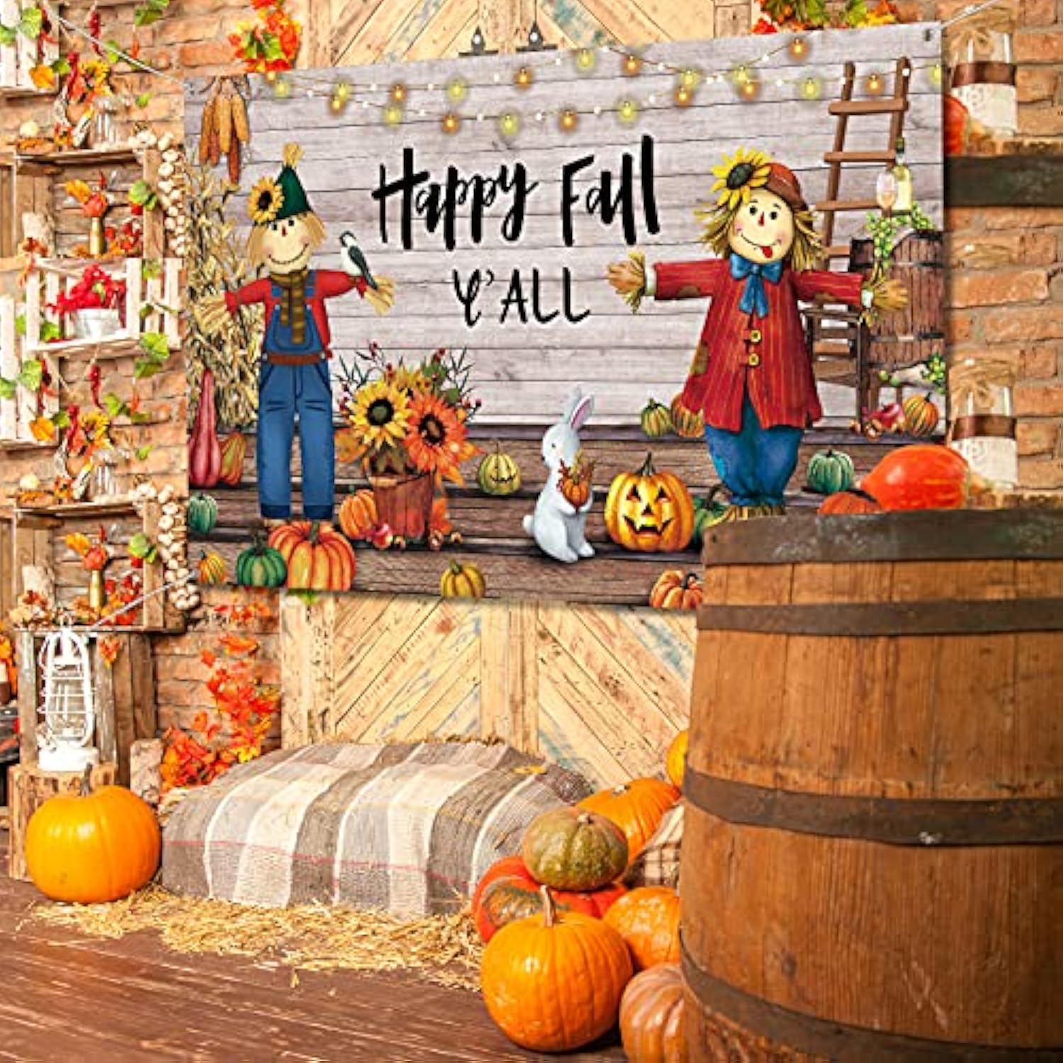 Fall Thanksgiving Party Backdrop Extra Large Thanksgiving Decorations Outdoor Yard Banners Fall Thanks Harvest Photography Backdrop Party Supplies For Autumn Decor, 72.8 X 43.3 Inch