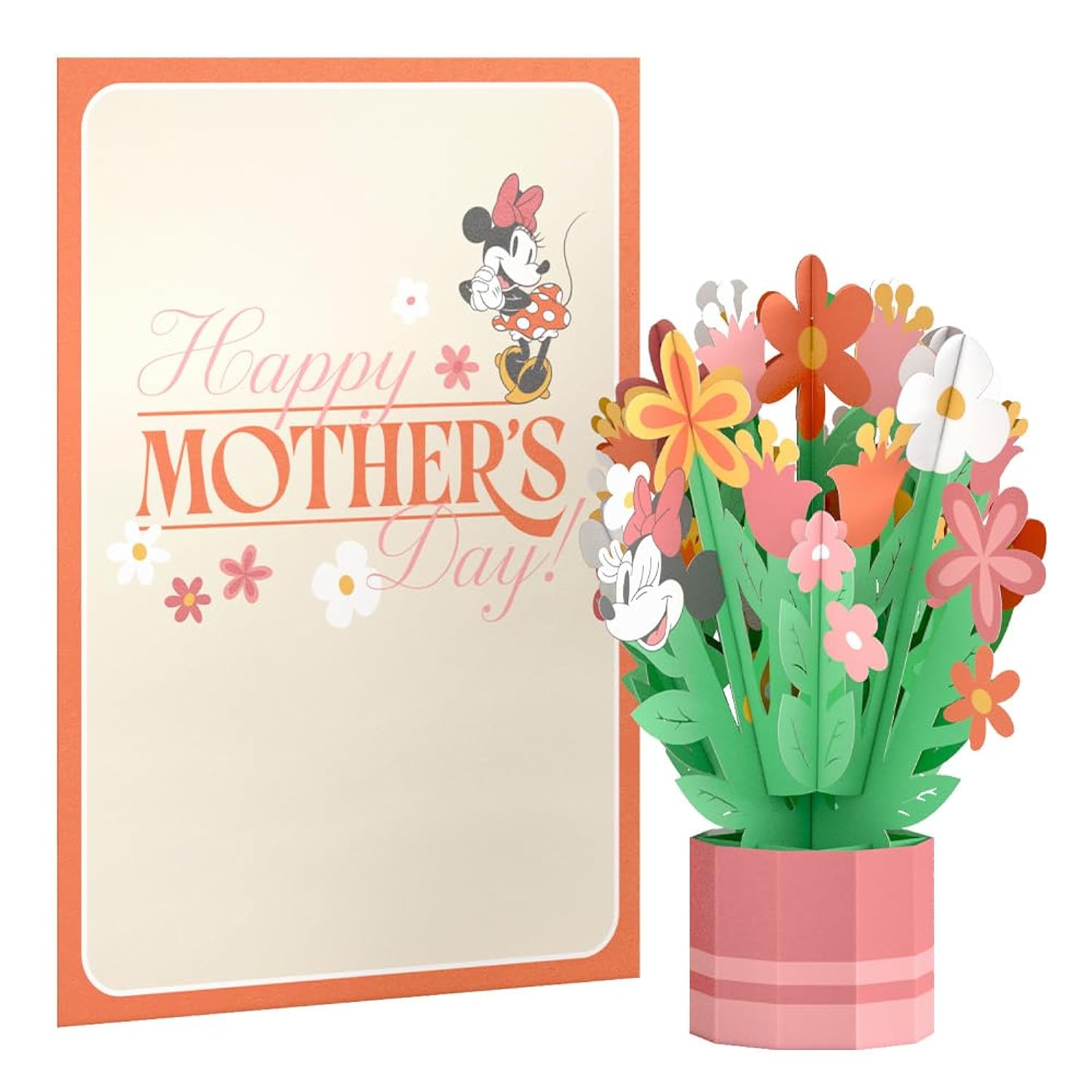 Mother'S Day Pop-Up Card With Mini Paper Bouquet For Her - 3D Disney'S Minnie Mouse Greeting Cards For Mom, Wife, Women - 5" X 7" Card - Blank Notecard & Envelope Included