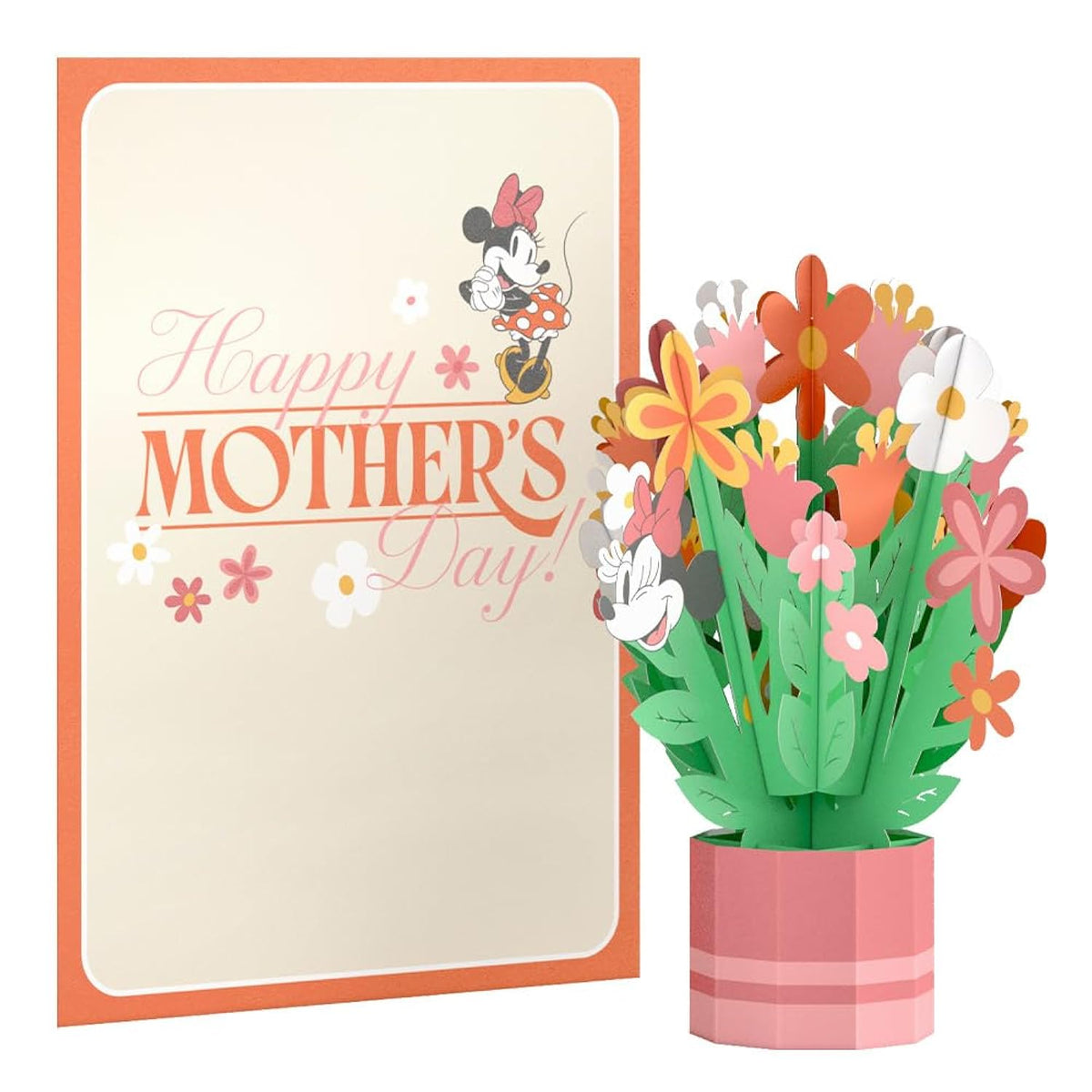 Mother'S Day Pop-Up Card With Mini Paper Bouquet For Her - 3D Disney'S Minnie Mouse Greeting Cards For Mom, Wife, Women - 5" X 7" Card - Blank Notecard & Envelope Included