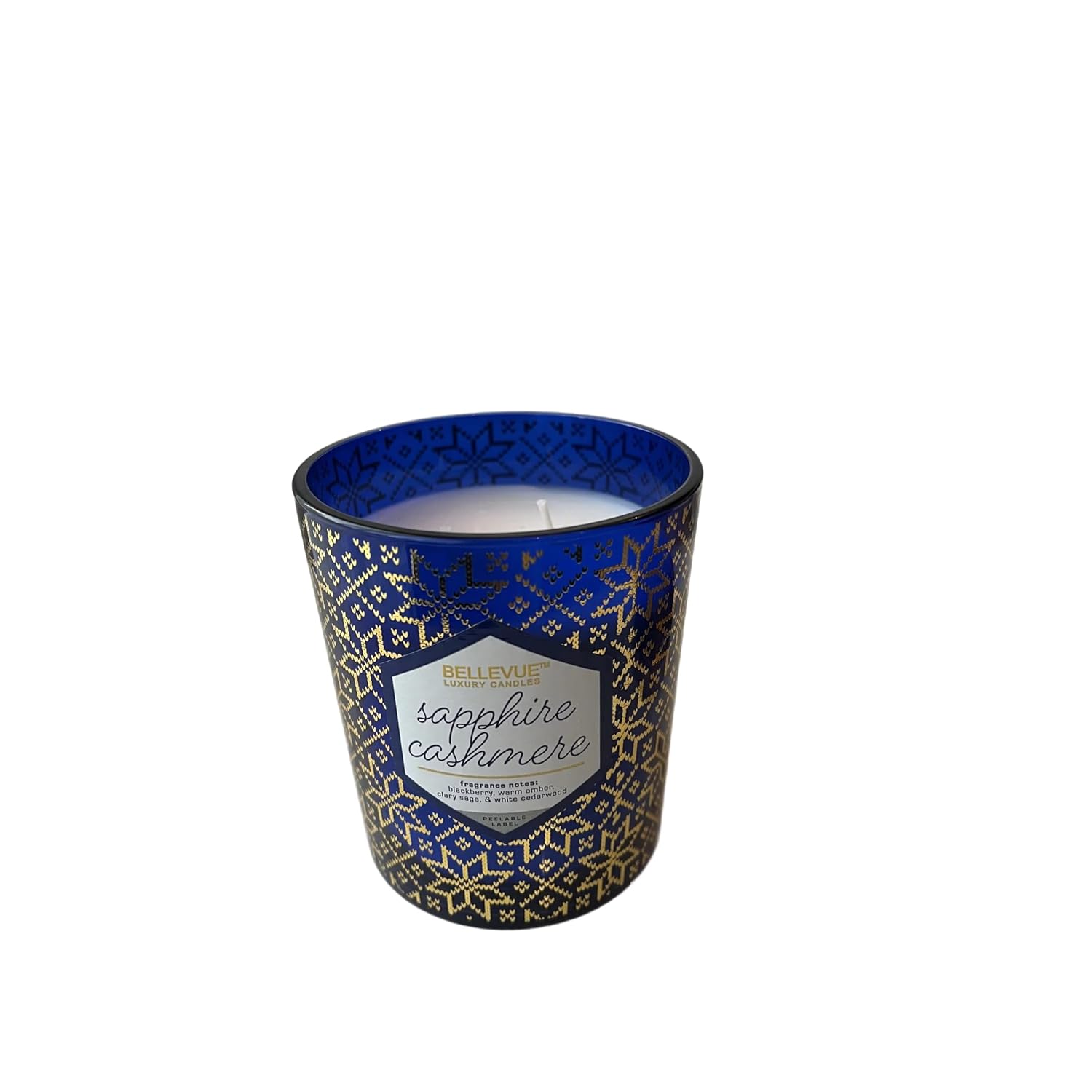 Bellevue Luxury Candles, 12 Oz Fragranced Candle, Soy Blend Wax, Essential Oils, Long-Lasting Burn, Home Fragrances, Aromatherapy Home Scented Candles Scent Sapphire Cashmere