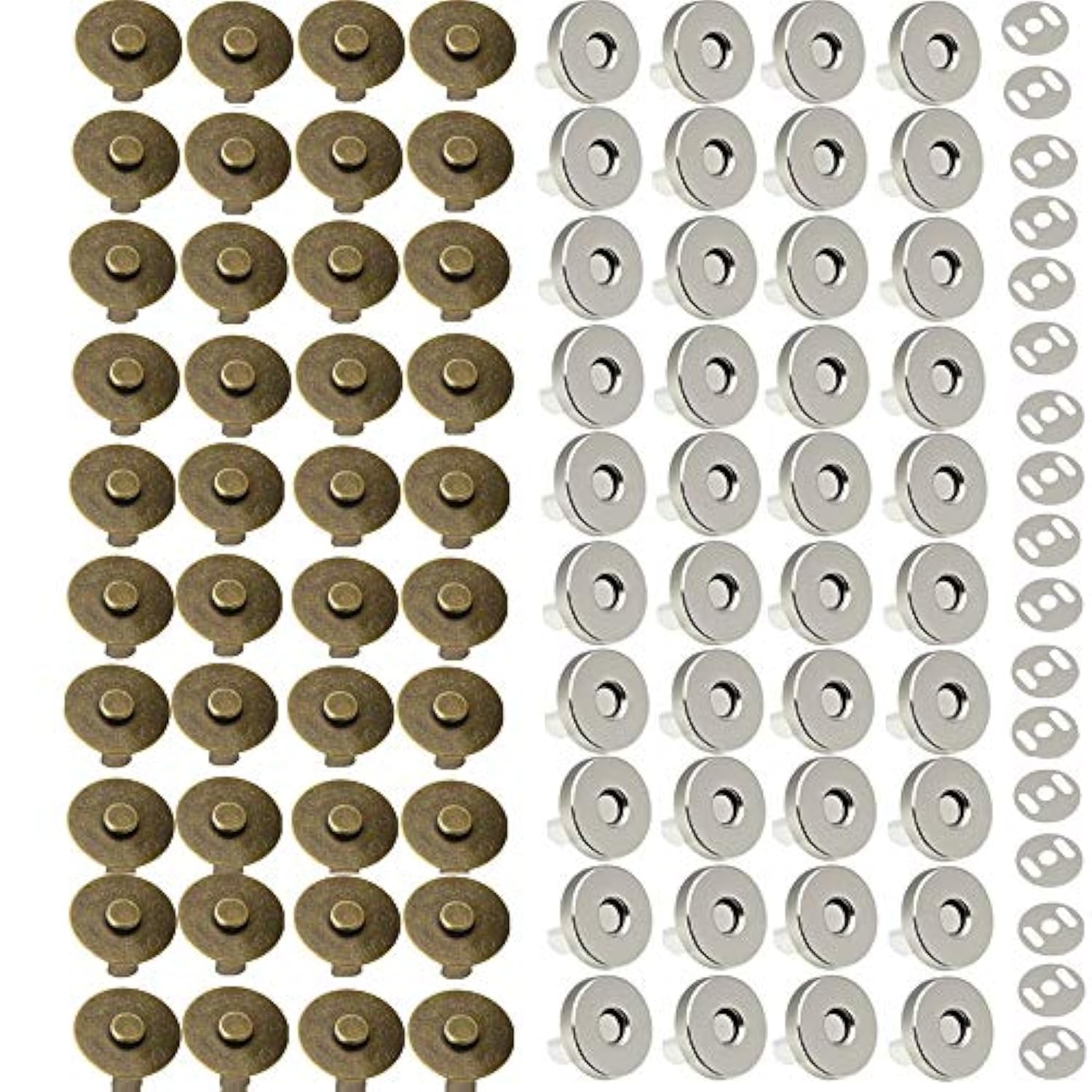 40 Sets Silver And Bronze Tone Magnetic Snap Claspsbutton Fastener Cla