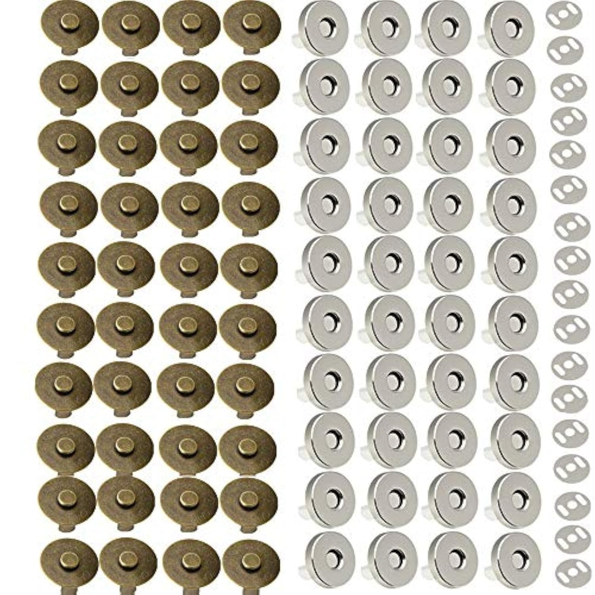 40 Sets Silver And Bronze Tone Magnetic Snap Claspsbutton Fastener Cla