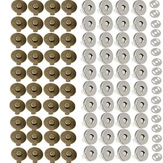 40 Sets Silver And Bronze Tone Magnetic Snap Claspsbutton Fastener Cla
