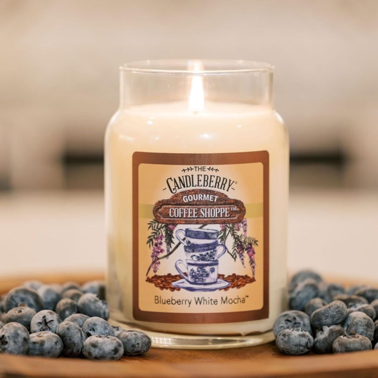 Candleberry Candles | Gourmet Coffee Shoppe Collection | Strong Fragrances For Home | Hand Poured In The Usa | Highly Scented & Long Lasting | Large Jar | (Blueberry White Mocha)
