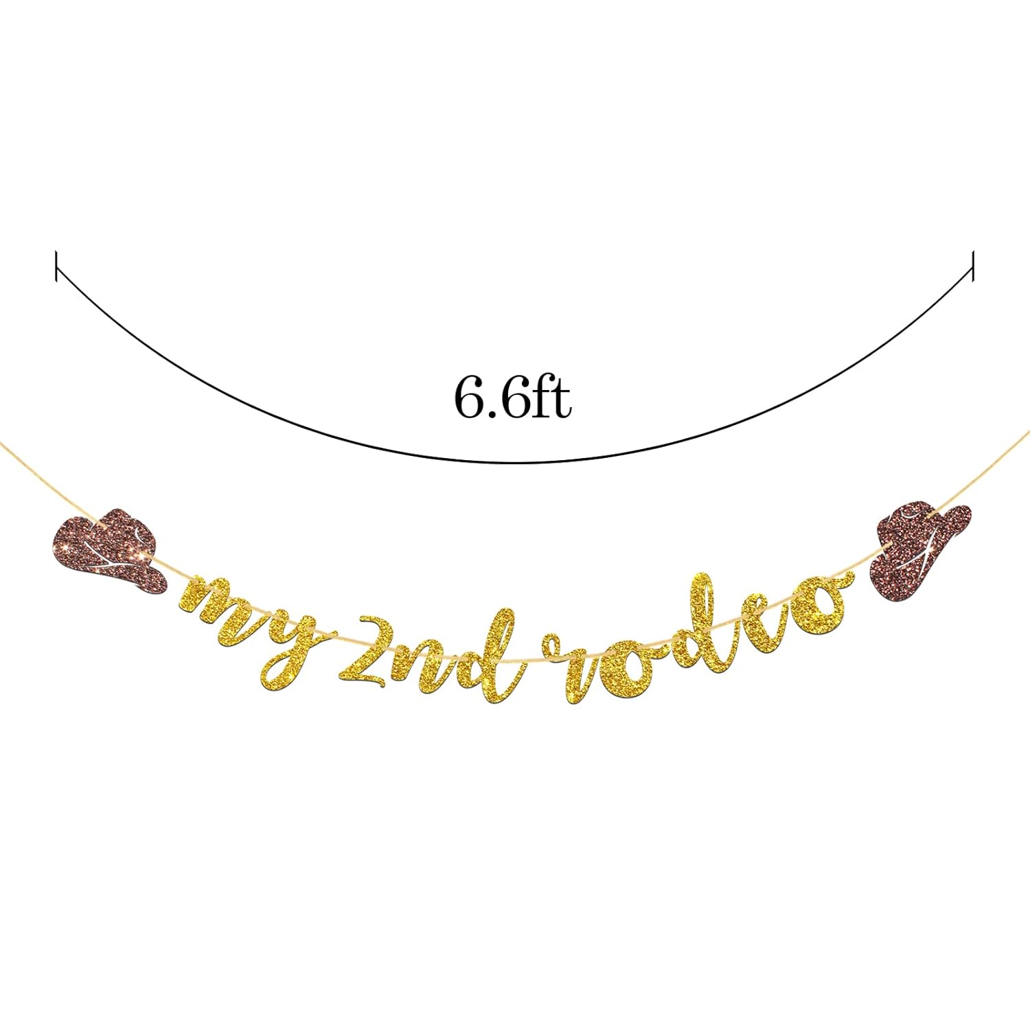 My 2Nd Rodeo Banner, West Theme Baby 2Nd Birthday Garland Bunting, Little Cowboy Cowgirl Two Wild Birthday Banner, Mexican Party Decorations, Gold Glitter