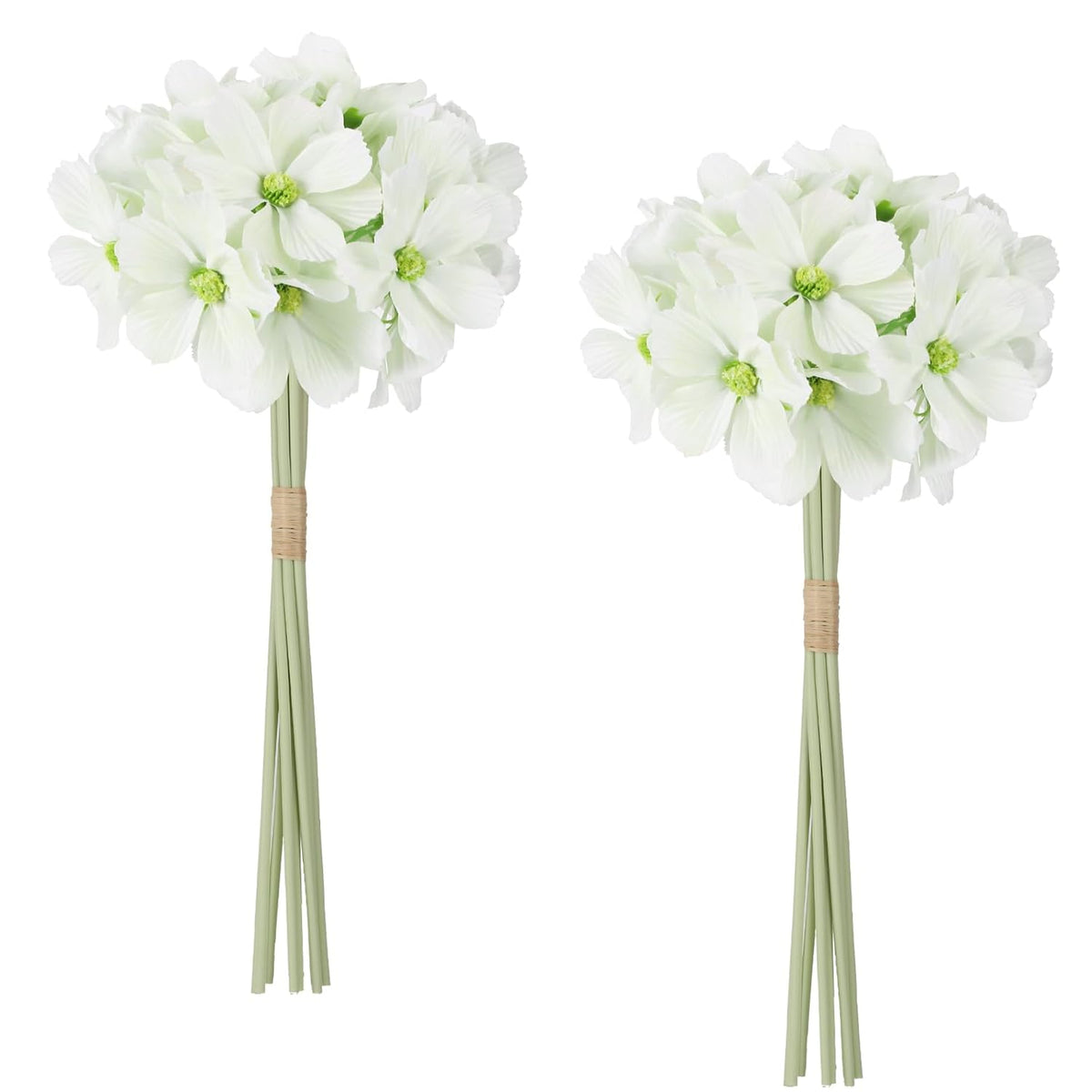 2 Bouquets Cosmos Artificial Flowers Faux White Daisies Silk Wildflowers With Stems For Wedding Party Home Kitchen Garden Indoor Decor(White)