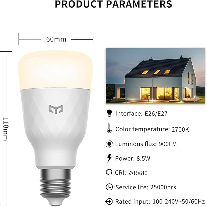Smart LED Light Bulb 60W Equivalent 2700K Warm White 900LM Dimmable WiFi Bluetooth 1 Pack