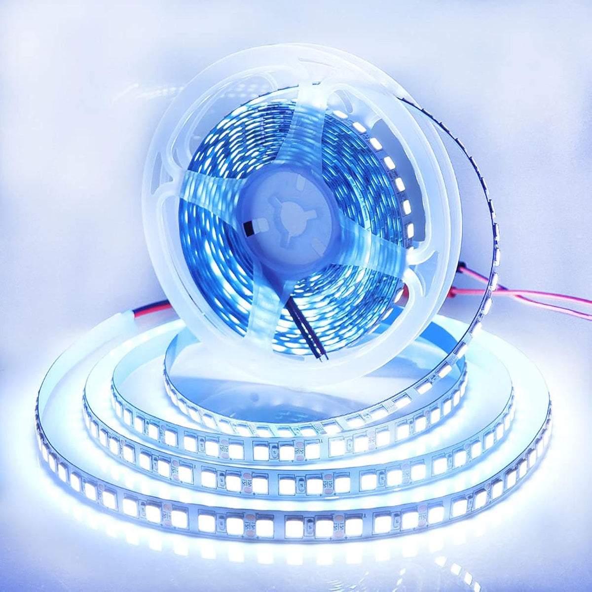 Led Light Strip, 16.4Ft 600 Units Smd 5054 Leds(5050 Upgraded), 16000Lm Cold White 6500K 12V Dc Waterproof Ip65 Light Strips, Led Ribbon, Diy Christmas Home Kitchen Indoor Party Decoration