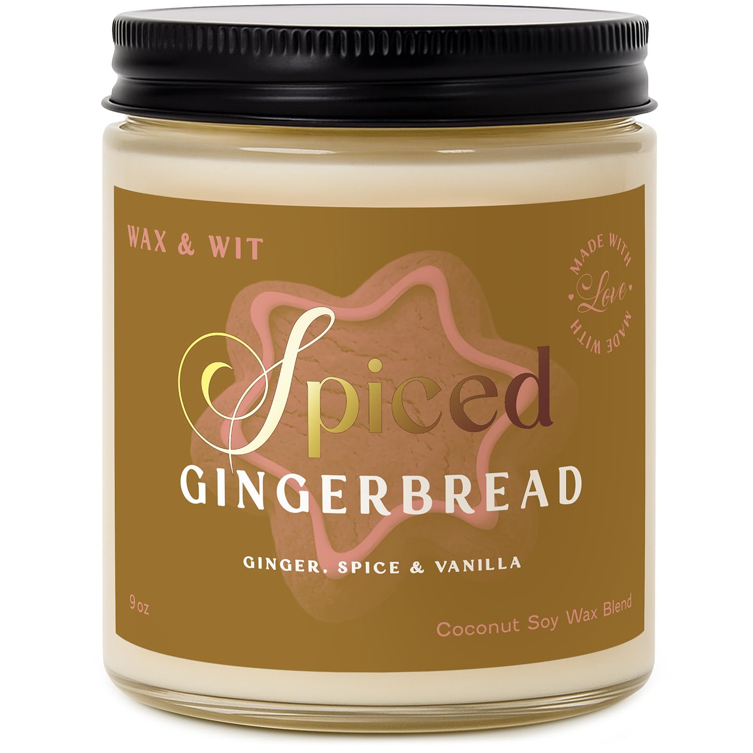 Christmas Candles Scented – Vanilla, Ginger, Spice – Fall Candle, Perfect Holiday, Winter, Xmas, Autumn Gifts – 9Oz, Soy Wax, 50 Hour Burn