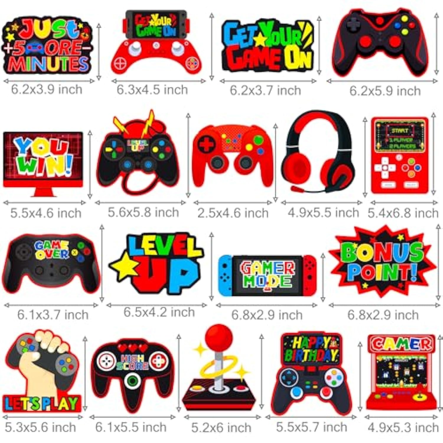 Video Game Birthday Hanging Swirls Red Video Game Party Decorations 20Pcs Game On Ceiling Streamers Gaming Birthday Party Hanging Decorations Or Level Up Birthday Baby Shower Supplies